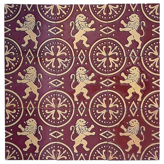 Antique Relief Tile Panel in the Style of J. Parentani, 1890s, Set of 9 For Sale - Image 10 of 10