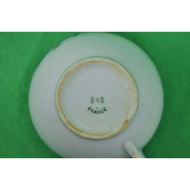 1930s 1930s Private Beverly Ma Yacht Club 'Burgee' (Left) X Private Signal (Right) Cup & Saucer Set Made in France For Sale - Image 5 of 6