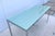 Chrome Mid-Century Modern Milo Baughman Style Glass & Stainless-Steel Desk/Dining Table For Sale - Image 8 of 12