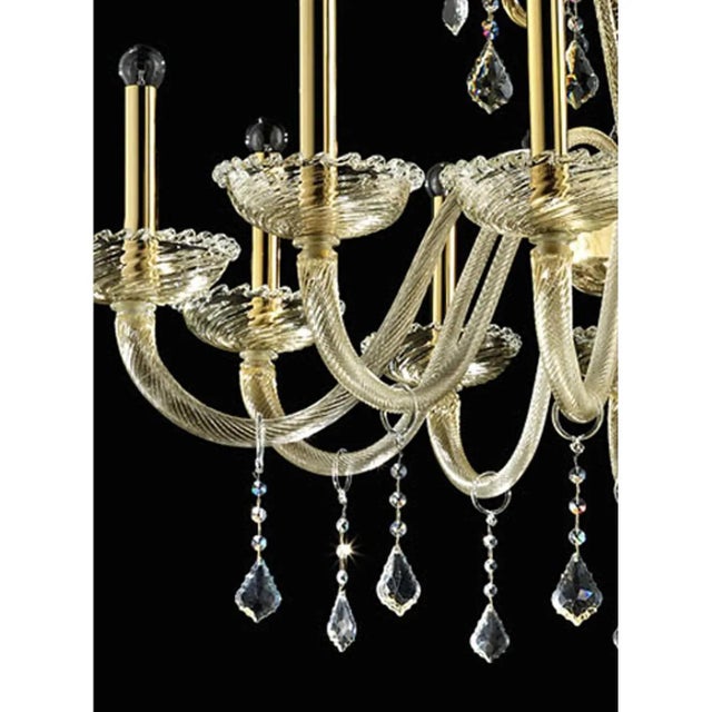 Contemporary Imperial Gold Curls Murano Glass Venetian Chandelier by Simoeng For Sale - Image 3 of 9