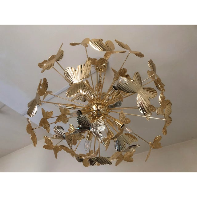 Butterfly Italian Gold Brass Multicolors Sputnik Chandelier For Sale - Image 13 of 13