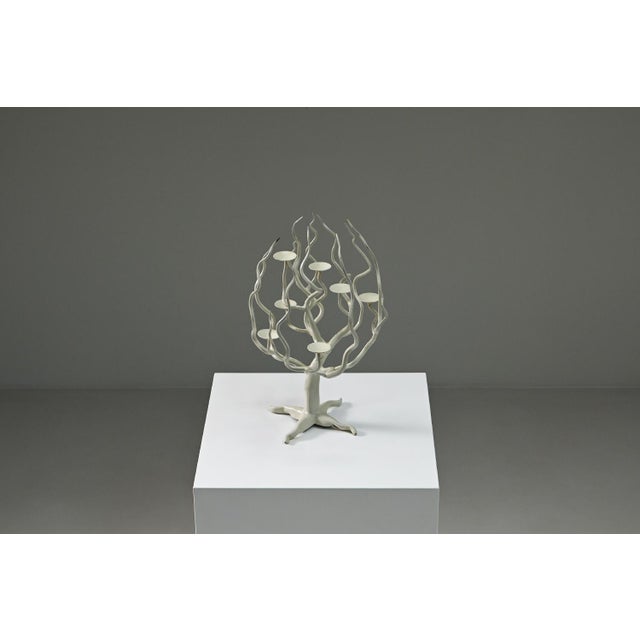 Mid-Century Modern Brutalist White Tree of Life Candleholder, 1970s For Sale - Image 3 of 9