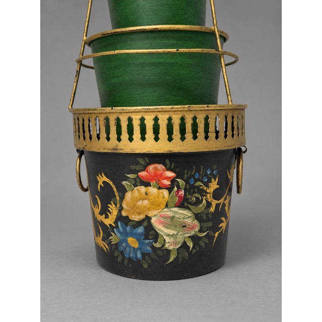 French Style Tiered Toleware Jardinière With Floral and Gold Decoration For Sale In Providence - Image 6 of 7