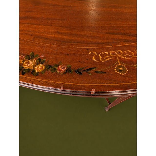 Antique Edwardian Sheraton Revival Hand-Painted Mahogany Cherub Occasional Table For Sale - Image 11 of 13