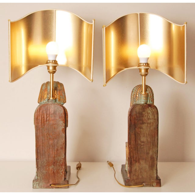 1970s Vintage Italian Lamps Ceramic Figural Table Lamps King Tut and Cleopatra - A Pair For Sale - Image 5 of 13