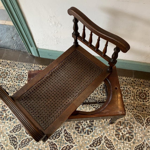 Antique Bench in Wood & Cane, 1890s For Sale - Image 9 of 16