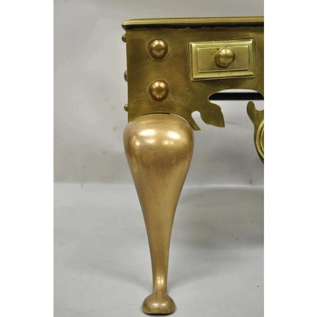 Antique English Victorian Solid Brass Footman Fireplace Trivet For Sale - Image 4 of 11