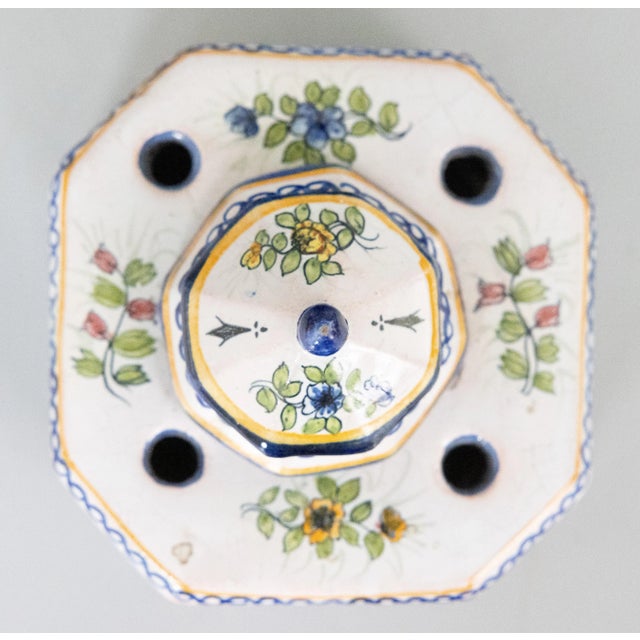 Early 20th Century Antique French Faience Quimper Style Inkwell For Sale - Image 5 of 8