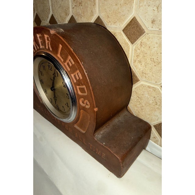 English Antique English Advertising Desk or Mantel Clock - Whitaker Leeds Bricks For Sale - Image 3 of 12