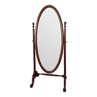 Large Carved Mahogany Cheval Mirror / Floor Mirror For Sale