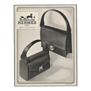 1949 Mid-Century French Hermes Handbag Advertisement Print, Matted