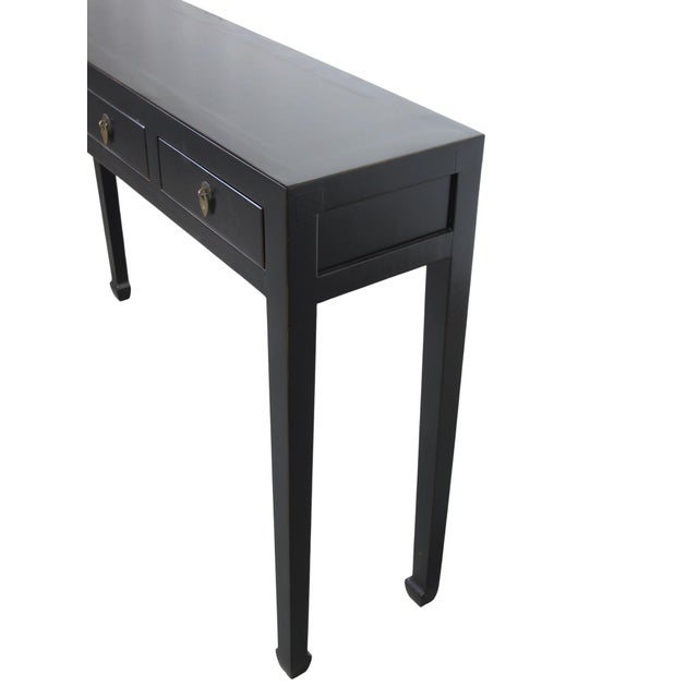 Wood Vintage Elm 48" Long 4-Drawer Console Table For Sale - Image 7 of 9
