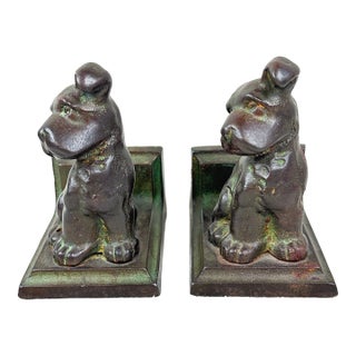 Vintage Cast Iron Terrier Bookends For Sale