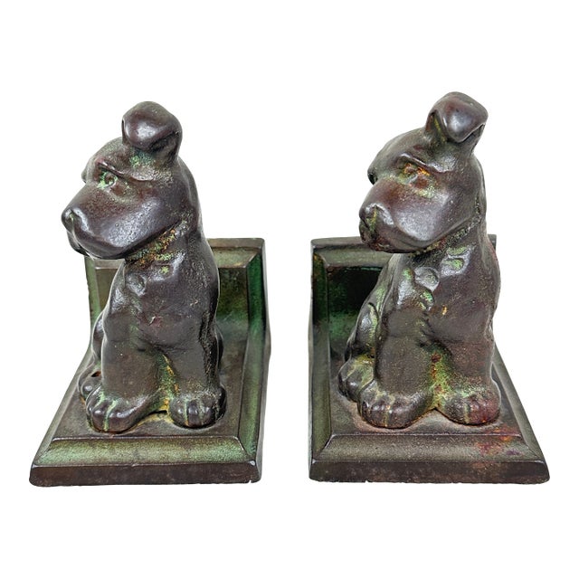 Vintage Cast Iron Terrier Bookends For Sale