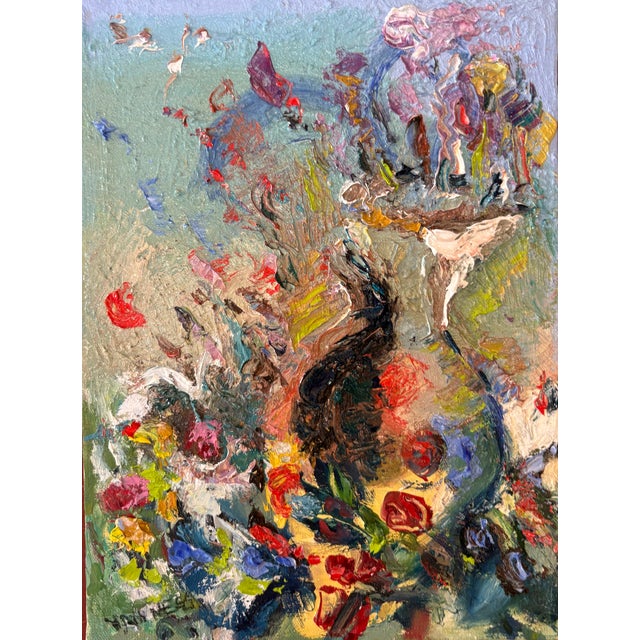 Abstract Floral Oil Painting, Impressionist, by Van Ness For Sale - Image 11 of 11