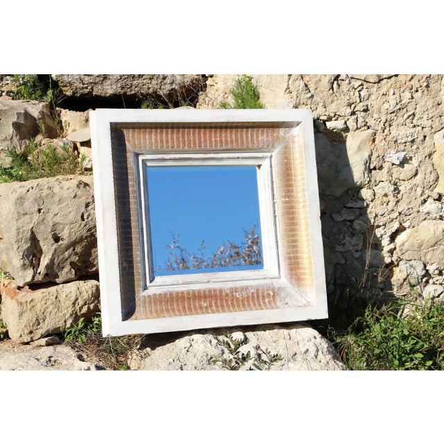 Baroque Antique 18th Century Baroque White & Gold Leaf Mirror, Portuguese For Sale - Image 3 of 12