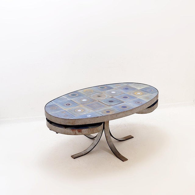 Mid-Century Modern Oval Coffee Table by Georges Pelletier for La Roue Vallauris, France, 1970 For Sale - Image 3 of 16