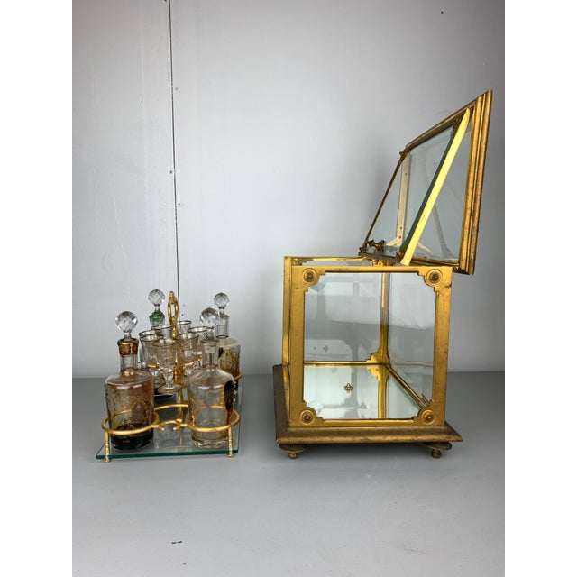 1960s 1960s Vintage Brass and Glass Liqueur Box Set For Sale - Image 5 of 12