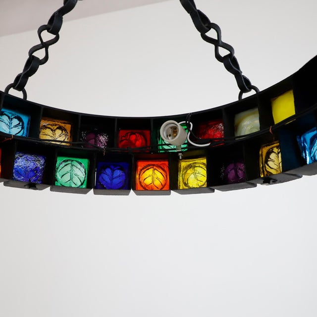1970s 1970s Hand Blown Glass Chandelier by Feders For Sale - Image 5 of 9