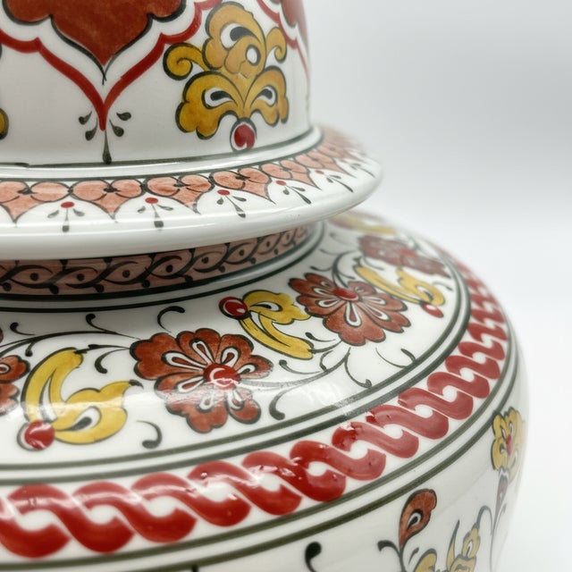 Handmade Ceramic Iznik Vase Golden Harvest Yellow and Red Floral Ginger Jar For Sale - Image 4 of 10