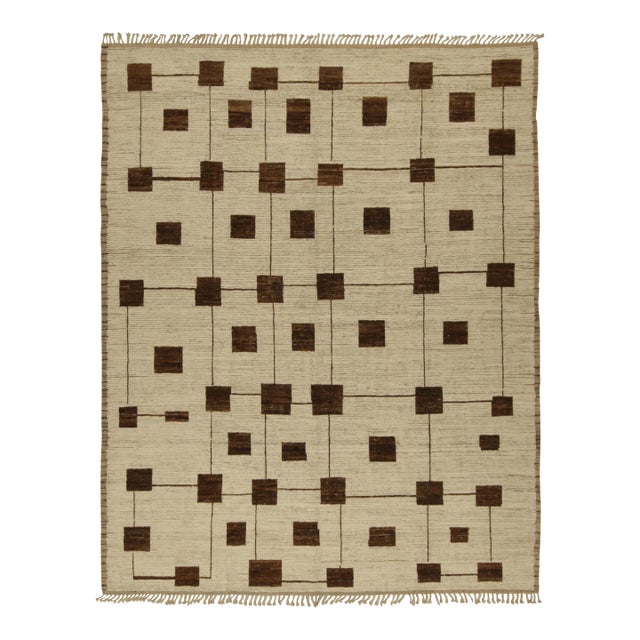 Rug & Kilim’s Modern Rug with Beige-brown Geometric Patterns - 9x12 For Sale