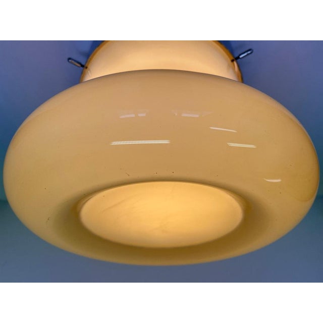 1970s Mid-Century Hotel Design Ceiling Lamp in Glass and Metal, Czechoslovakia, 1970s For Sale - Image 5 of 11