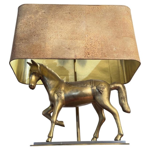 Metal Vintage French Horse Table Lamp in Bronze from Maison Jansen, 1970s For Sale - Image 7 of 7