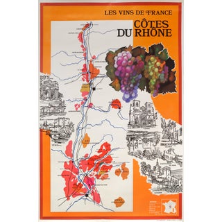 1960s Original French Alcohol Poster, Vignobles De France - Sopexa, Comité National Des Vins De France, Cotes Du Rhone For Sale