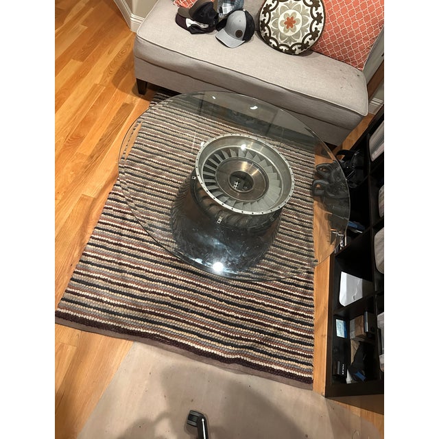 Black Jet Engine/Turbine Coffee Table W/Round Glass For Sale - Image 8 of 8