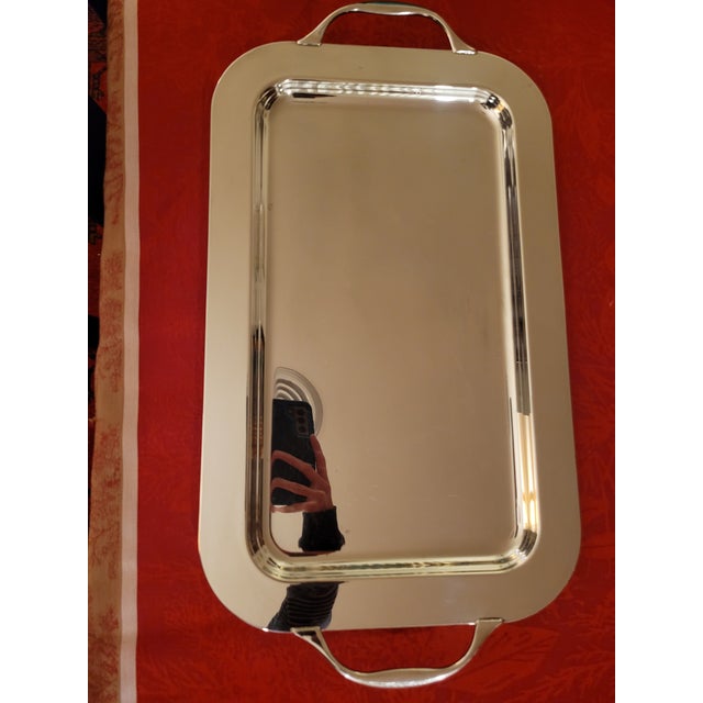 1960s Mid 20th Century Silverplate Tray by Pm Italy For Sale - Image 5 of 7