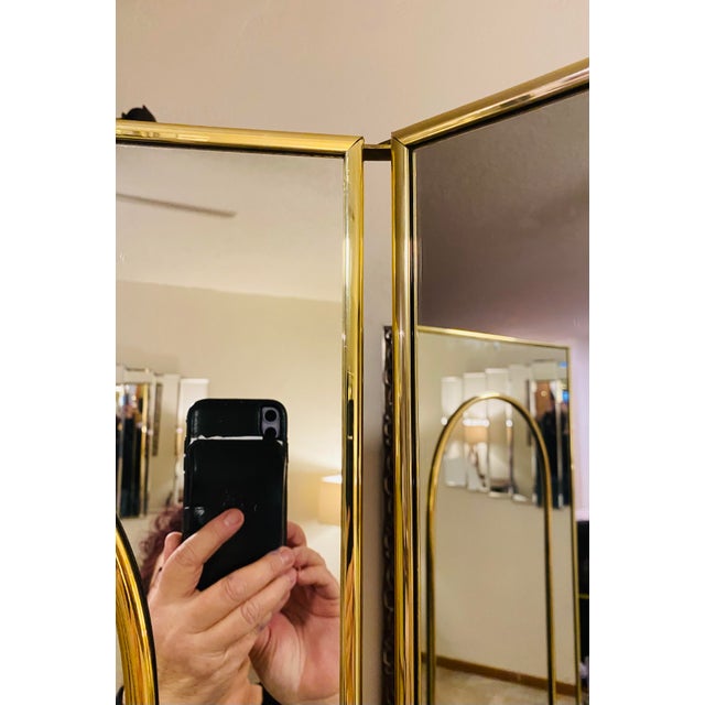 Mid-Century Modern Tri-Panel Dual-Sided Full Length Mirror For Sale - Image 9 of 11
