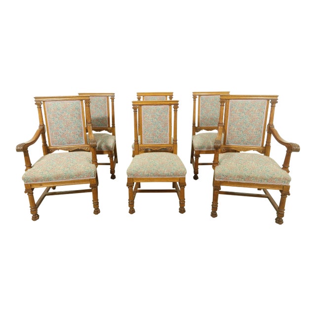 Set of 6 Rj Horner Antique Oak Dining Room Chairs For Sale