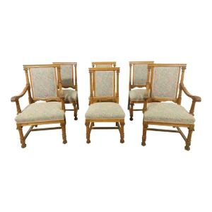Set of 6 Rj Horner Antique Oak Dining Room Chairs