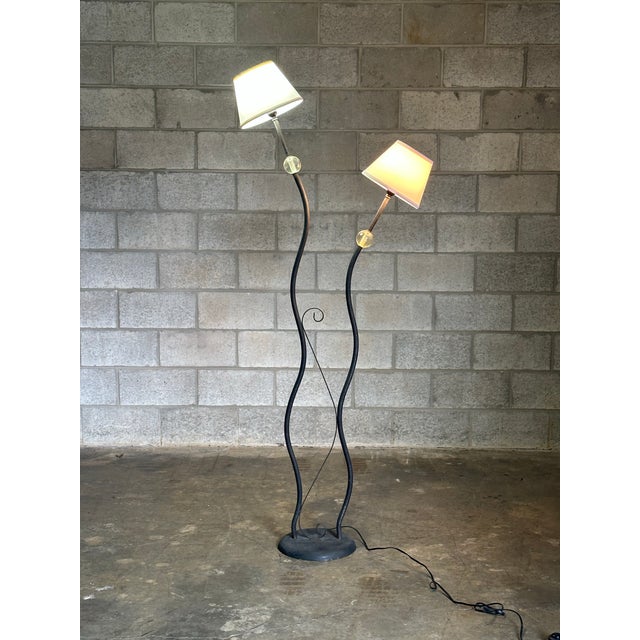 1980s American Modernist Designer Postmodern Metal and Acrylic Floor Lamp. For Sale - Image 9 of 12