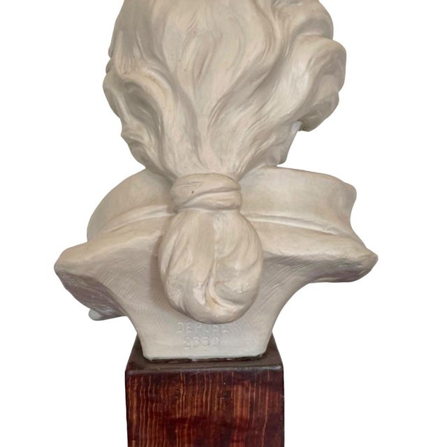 Mid 20th Century Ludwig Van Beethoven Plaster Bust Mounted on Wood Block For Sale In New York - Image 6 of 12