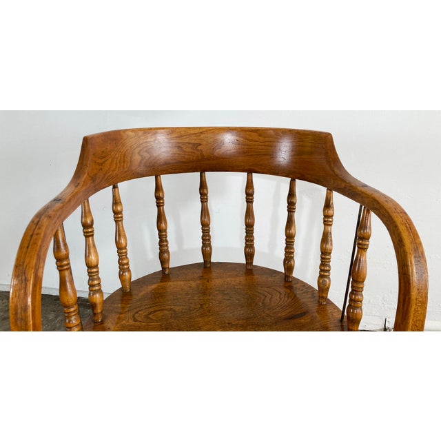 Antique Saloon Style Wood Captain's Chair For Sale - Image 10 of 12
