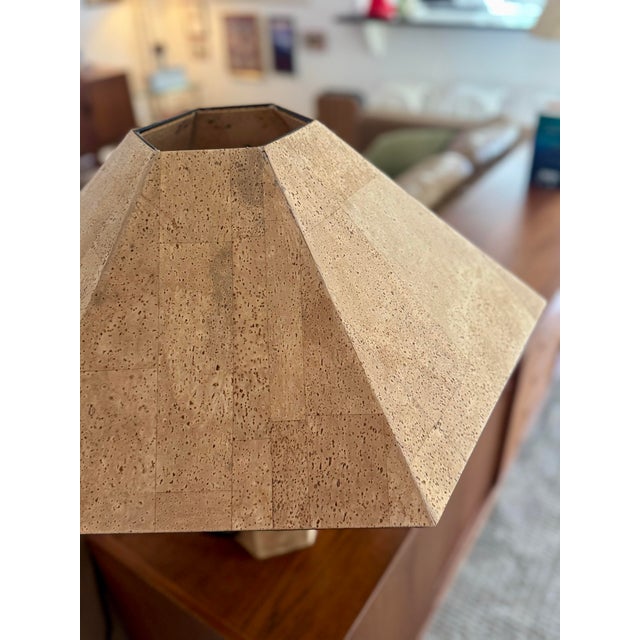 Mid-Century Modern 1970s Mid Century Modern Hexagonal “Zatonl” Cork Table Lamp by Ingo Maurer for M Design For Sale - Image 3 of 12