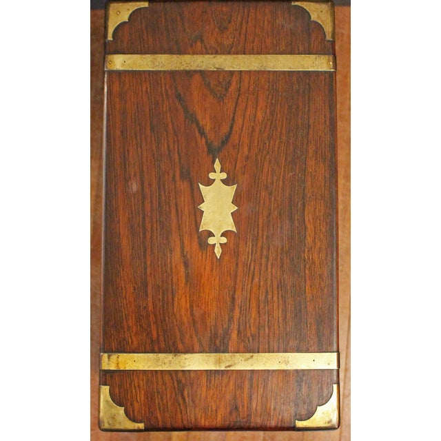 Circa 1840 English Lap Desk Writing Box on Custom Side Table Stand For Sale - Image 4 of 12