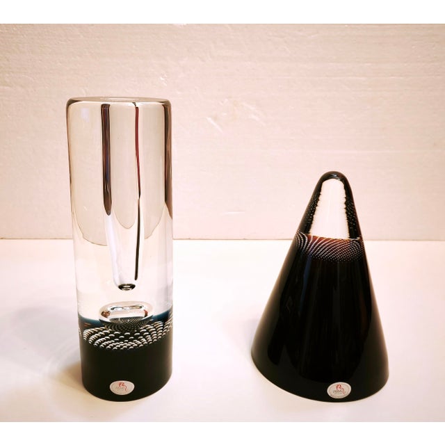 Modern Art Glass Vase and Cone Sculpture by Pavel Havelka for Princ, 1990s, Set of 2 For Sale - Image 3 of 18