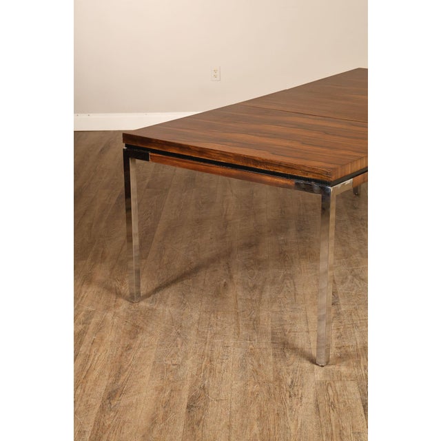 Mid Century Modern Expandable Rosewood and Chrome Dining Table For Sale - Image 10 of 18