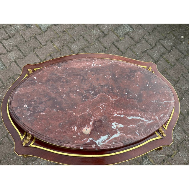 1900s French Louis XVI Mahogany Marble Side Table For Sale - Image 6 of 17