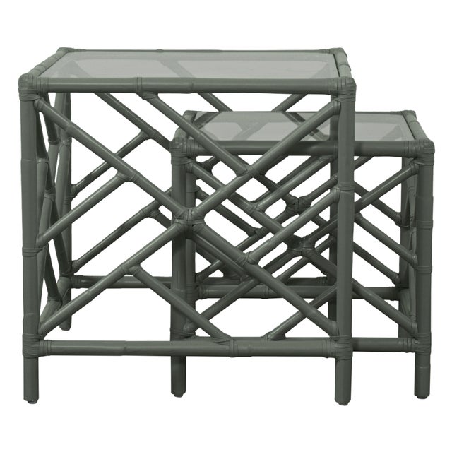 Chippendale Nesting Tables - Evergreen For Sale In West Palm - Image 6 of 6