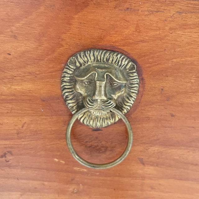 Wood 19th Century French Empire Antique Chest With Marble Top & Lion Pulls For Sale - Image 7 of 8