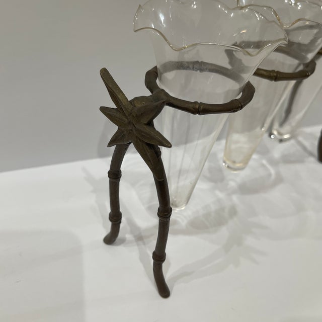 Contemporary 1980s Set of 3 Vase Supports Brass For Sale - Image 3 of 7