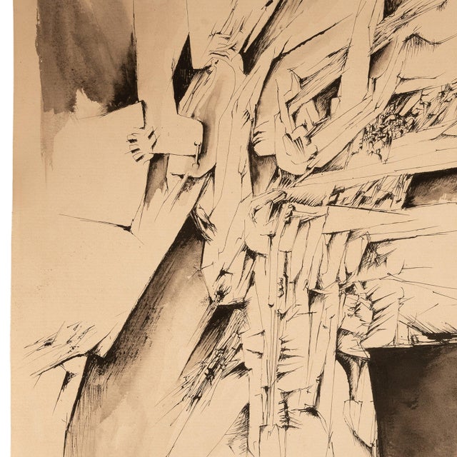 Italian Mid Century Abstract Modernist Ink & Watercolor Painting "Fragmentation" by Gio Pomodo, 1956ro, 1956 For Sale - Image 10 of 13
