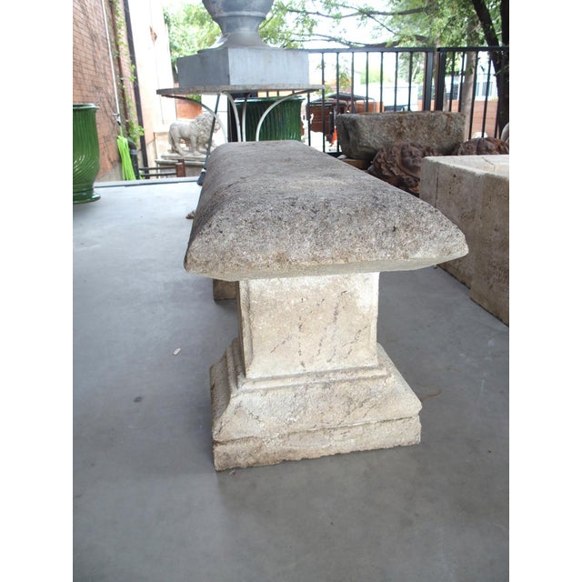 Provençal Pilaster Garden Bench in Carved Limestone For Sale - Image 13 of 15
