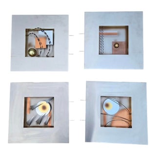 Set of 4 Curtis Jere 1997 Abstract Modern Metal Wall Sculptures Modernism For Sale