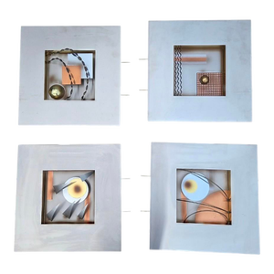 Set of 4 Curtis Jere 1997 Abstract Modern Metal Wall Sculptures Modernism