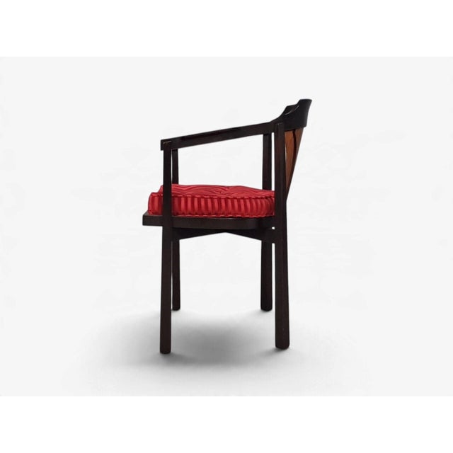 Edward Wormley, Horseshoe Chairs, Mahogany, Rosewood, Red Fabric, Usa, 1950s For Sale - Image 9 of 16