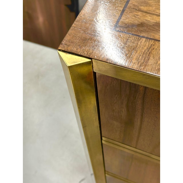 1970’s Mastercraft Walnut and Brass Chest of Drawers For Sale - Image 15 of 17